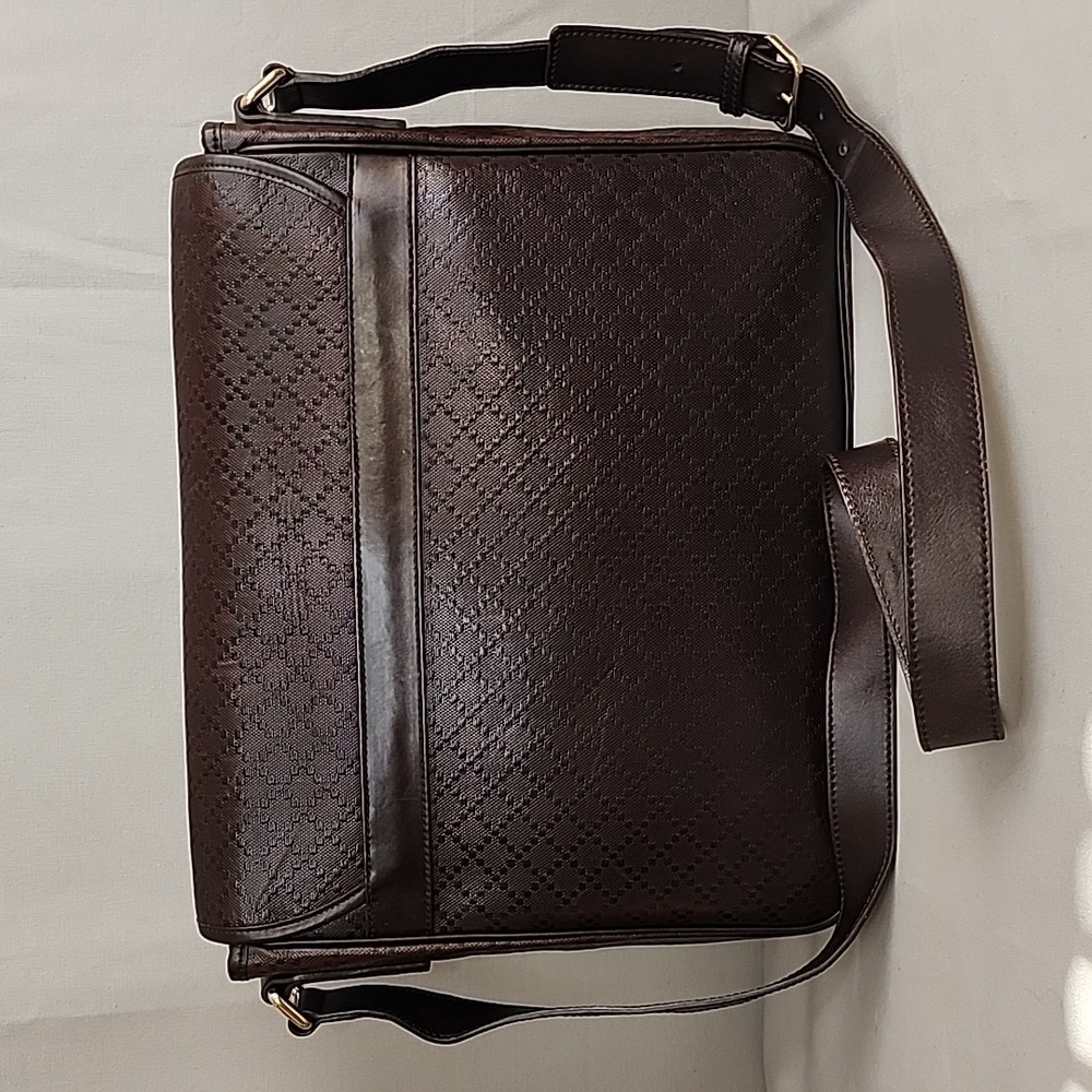 ✨️GUCCI Brown Diamante Leather Messenger Bag - Picture 5 of 16